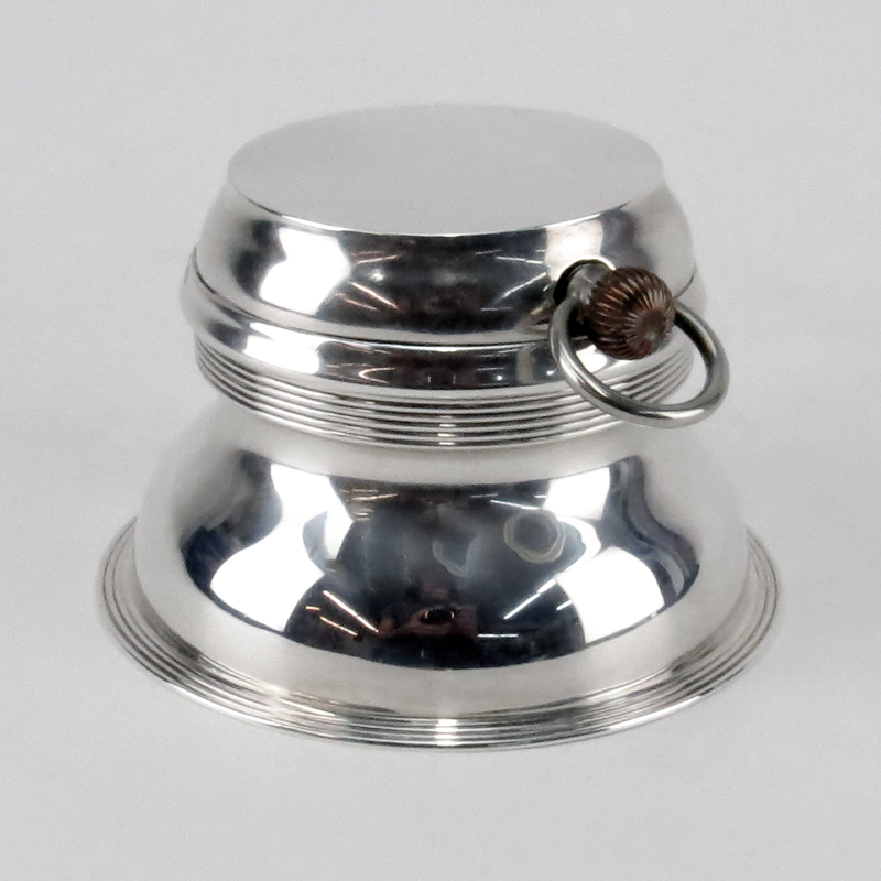 Antique J.C. Vickery London George V Style Sterling Silver Capstan Watch Inkwell. Hallmarks and - Image 2 of 5