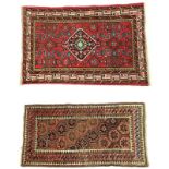Grouping of Two (2) Semi-Antique Handmade Rugs. Both have wear to fringes and discolorations, some