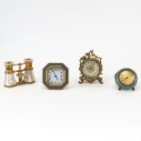 Collection of Three (3) Vintage Miniature Clocks Including a Cartier Alarm Clock with Enamel,