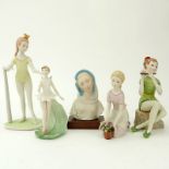 Group pf Five (5) Cybis Bisque Porcelain Figurines. Includes Ballerina, Tinkerbell, Peter Pan,