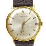 Man's Vintage Girard-Perregaux 14 Karat Yellow Gold Manual Movement Watch with Lizard Strap. Case