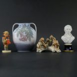 Grouping of Four (4) Vintage Porcelain Tableware. Includes: Royal Copenhagen vase, Limoges porcelain