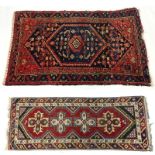 Grouping of Two (2) Semi-Antique Handmade Rug and Runner. Rug is in has repairs, discolorations, "As