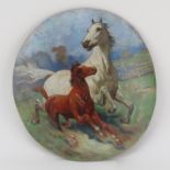 Attributed to: Nikolai Semenovich Samokish, Ukrainian (1860-1944) Oil on Board, Running Horses.