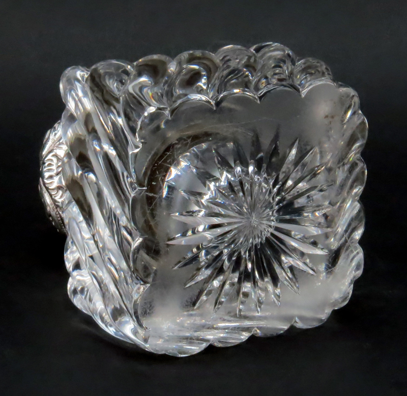 Antique Whiting Sterling and Crystal Inkwell. Stamped sterling and makers mark, marked 3531, - Image 6 of 6