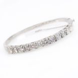 Vintage Approx. 4.0 Carat Round Brilliant Cut Diamond and 14 Karat White Gold Cuff Bangle