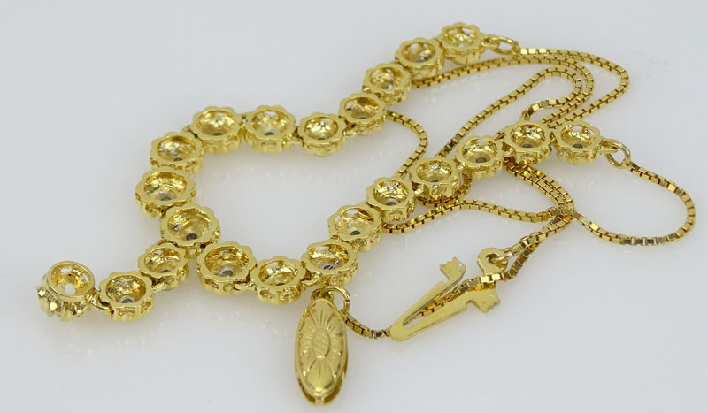 Lady's Delicate 18 Karat Yellow Gold and Diamond Necklace. Stamped 750. Good condition. Measures 17" - Image 4 of 4