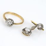 Approx. .45 Carat Round Brilliant Cut Diamond and 14 Karat Yellow Gold Ring together with an Approx.