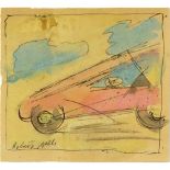 Roberto Melli, Italian (1885-1958) Ink and watercolor on paper. "Futurist Sketch". Signed. Partially