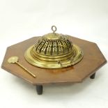 Vintage Brass and Wood Brazier. Unsigned. Rubbing, surface scratches. Measures 33-1/4" dia.