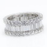 Approx. 6.20 Carat Baguette and Round Brilliant Cut Diamond and 18 Karat White Gold Eternity Band.
