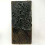 Chinese Two-Sided Carved Wood Panel. Depicts soldier on horseback on both sides. Unsigned. Age