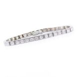 Art Deco Approx. 8.0 Carat Old European Diamond and Platinum Bracelet. Unsigned. Good condition.