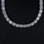 Approx. 13.0 Carat Baguette and Round Brilliant Cut Diamond and 18 Karat White Gold Necklace