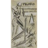 Francesco Grisi, Italian (1927-1999), Charcoal and Gouache on Paper, Futurist Sketch. Signed. Toning