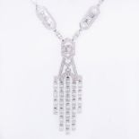 Art Deco style Approx. 10.0 Carat Baguette and Round Brilliant Cut Diamond and 18 Karat White Gold