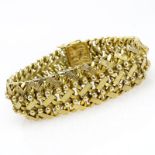 Vintage Heavy 18 Karat Yellow Gold Flexible Link Bracelet. Stamped 18K. Good vintage condition.