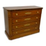 Vintage Empire Style Mahogany Inlaid and Gilt Bronze Commode/Chest of Drawers. Includes four long