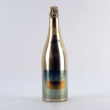 Circa 1978 Taittinger Collection Victor Vasarely Champagne Bottle in Original Box. Bottle designed