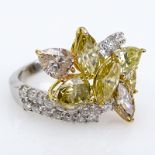 Approx. 3.82 Pear Shape, Marquise and Heart Shape Fancy Color Diamond, .82 Carat Round Brilliant Cut