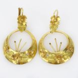 Pair of Victorian 18 Karat Yellow and Rose Gold Earrings. Unsigned. Good condition. Measures 1-3/