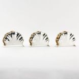 Grouping of Three (3) Lutz and Weiss 835 Silver Shell Shaped Napkin Holders. Stamped and