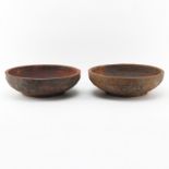 Pair of Chinese Polychrome Terracotta Bowls, Possibly Han Dynasty (206BC-220AD). Unsigned. Typical