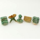 A Lot of Five (5) Chinese Ming Dynasty Terracotta Funerary Food Offerings. Unsigned. Small losses.