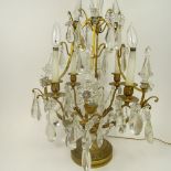 Impressive 19th Century Baccarat Crystal and Bronze Girondal. Five lights. The crystals consist of