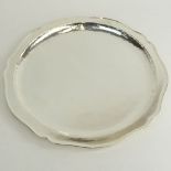 Silver Plate Round Tray. Unsigned. Light surface scratches or in good condition. Measures 15-1/2"