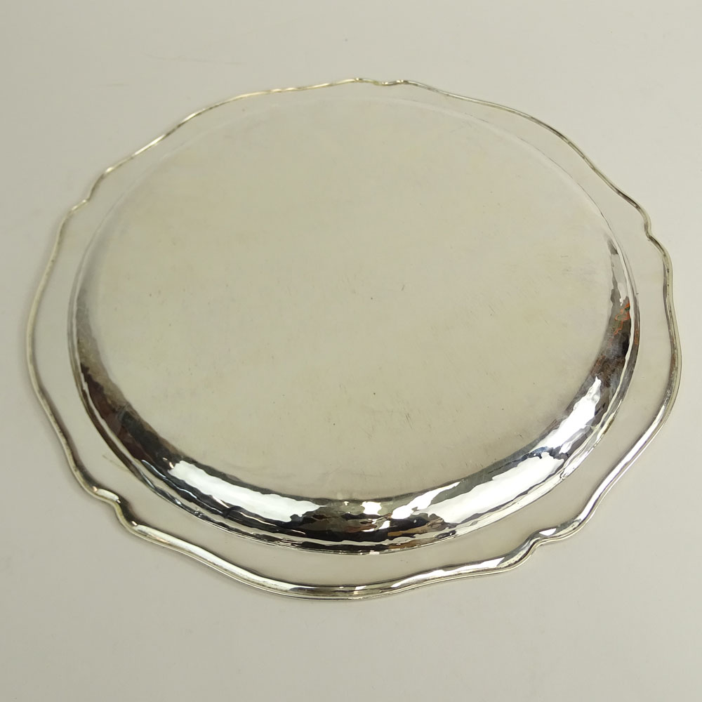 Silver Plate Round Tray. Unsigned. Light surface scratches or in good condition. Measures 15-1/2" - Image 2 of 2