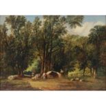 Alfred Vickers, British (1786-1868) Oil on canvas "Woodland Shepherds" Signed A. Vickers 186?