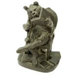 Christophe Fratin, French (1801-1864) Bronze Sculpture, Bear Smoking Pipe. Signed to base. Good