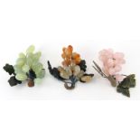 Six (6) 20th Century Chinese Hardstone Models of Fruits. Nicks or chips to flowers. Largest measures