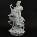 Large Mid Century Chinese Blanc Du Chine Lady With Deer Group. Unsigned. Good condition. Measures