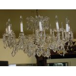 Vintage Maria Theresa style Chandelier. Unsigned. Good Condition. Measures 18 Inches Tall and 30