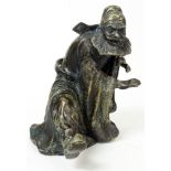 Chinese Ming style Bronze Sculpture, Man with Beard. Measure 7-3/4 Inches Tall, 6-1/2 Inches Wide.