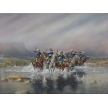 Sixten Netzler American-Miami-California (born1940- ) Oil on Board "Calvary Charge" Signed Sixten