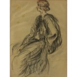 Yury Annenkov, Russian (1889-1974) Charcoal sketch on paper "Elegant Woman" Signed in pencil lower