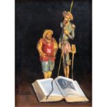 Francisco Castillo Cabezon, Spanish (1926-1999) "Don Quixote Still Life" Oil on Canvas Signed