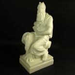 Mid 20th Century White Marble Sculpture "Michelangelo's Moses". Unsigned. Good condition. Measures