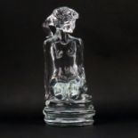 Loredano Rosin, Italian (1936-1991) Murano Glass Sculpture with Base , Seated Nude. Etched signature