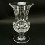 Cartier Crystal La Maison du Shogun Vase. Signed on underside. Petal cut oval design on bowl and cut