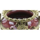 Louis XVI Style Gilt Bronze and Rouge Porcelain Pedestal Bowl/Centerpiece. Decorated with draped