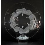 Six (6) Lalique "Rolleboise" Crystal Plates. Frosted leaves on clear. Each appropriately signed on