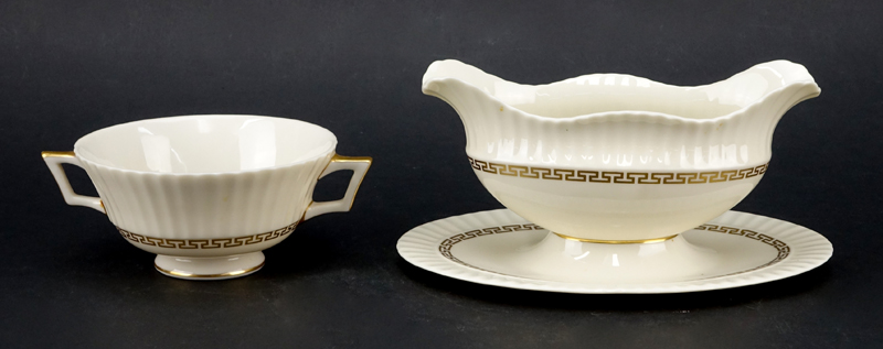 Thirty Two (32) Piece Lenox "Cretan" Porcelain Dinnerware. Includes: 8 dinner plates, 12 soup bowls, - Image 4 of 6