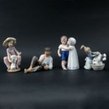 Grouping of Four (4) Porcelain Figurines. Includes: Lladro "Bashful Bather" figurine #5455,