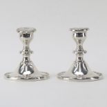 Gorham Weighted Sterling Silver Candlesticks. Stamped on underside. Some creasing and dents, needs a