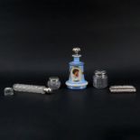 Grouping of Six (6) Vintage Tableware with Sterling Silver Tops. Includes: Victorian style cut glass