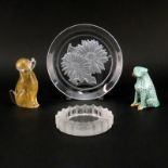 Grouping of Four (4) Vintage Tableware. Includes: Lalique "Jamaique" ashtray, Murano Seguso dog,